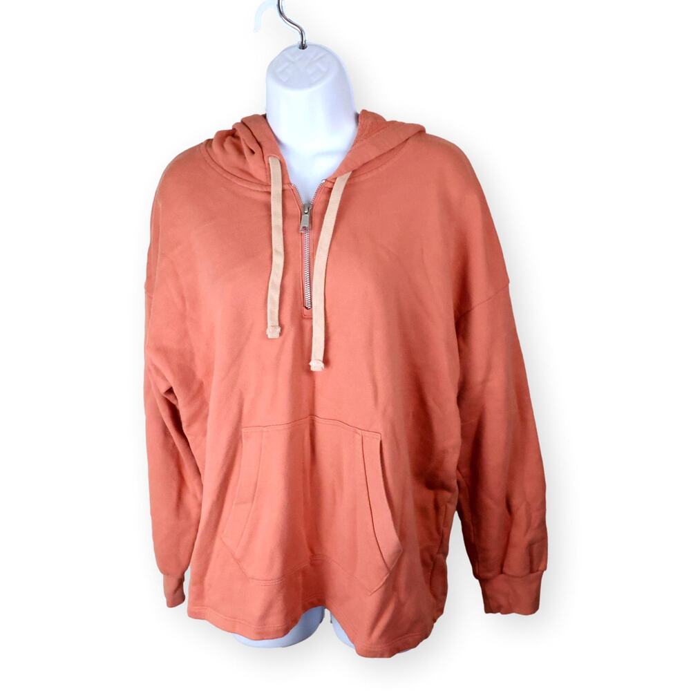 Madewell (Re)sourced Coral Orange 1/4 Zip Knit Womens Hoodie M